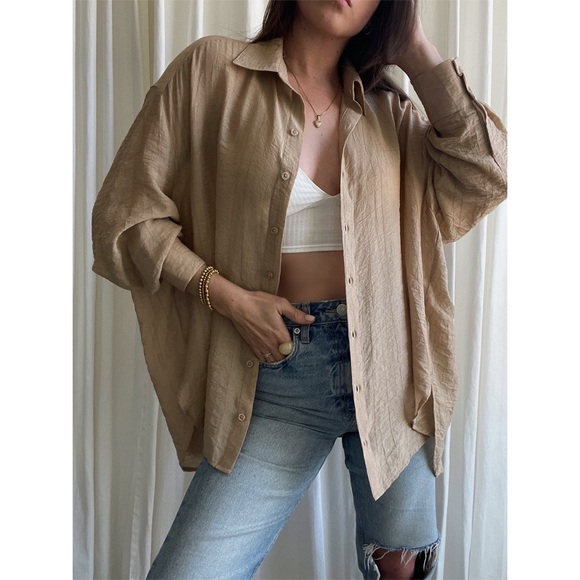 LAST L • SHIRT oversized button down shirt — In Beige - Picture 6 of 7